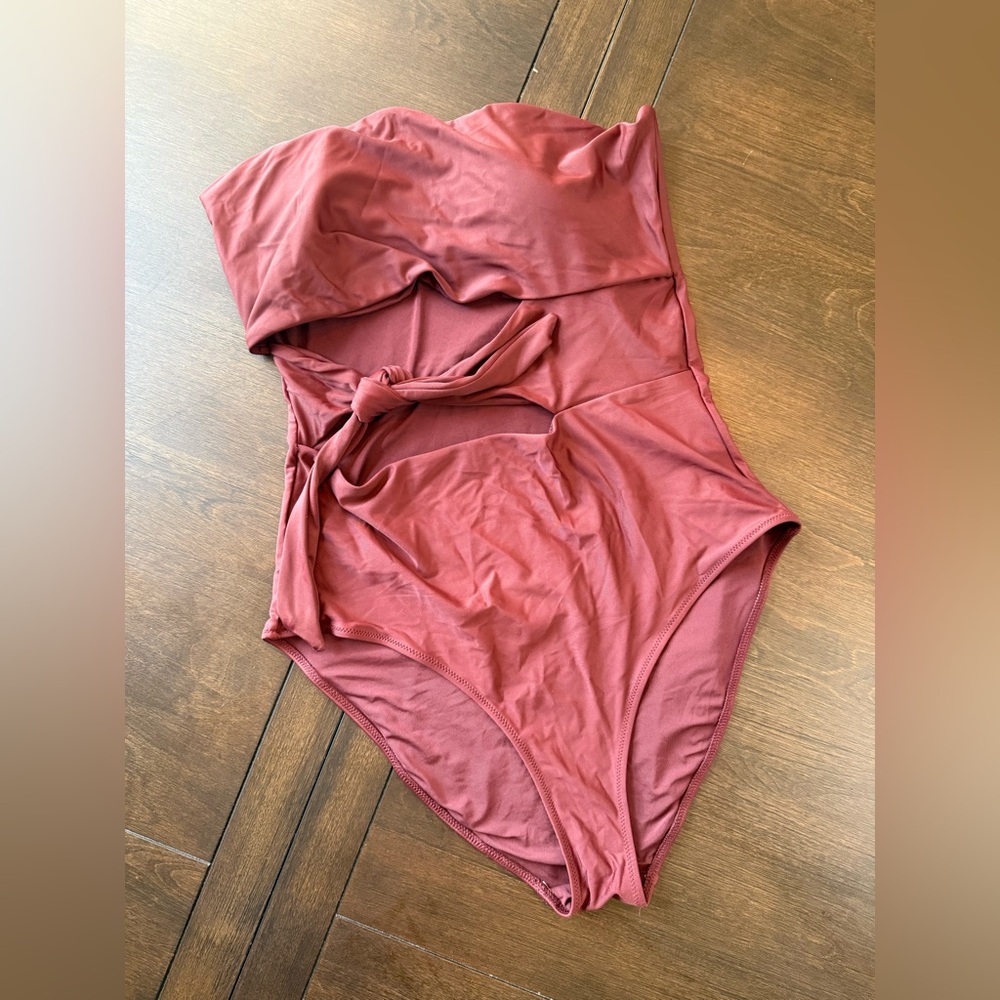 Aerie Women's Burgundy Bandeau One Piece Swimsuit